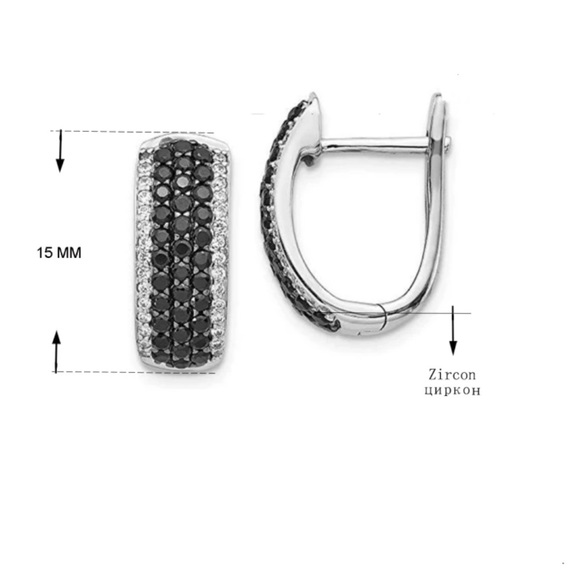 Sterling Silver Black Earrings - Picture 2 of 4